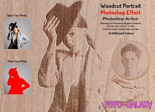 Woodcut Portrait Photo Effect - 5826815
