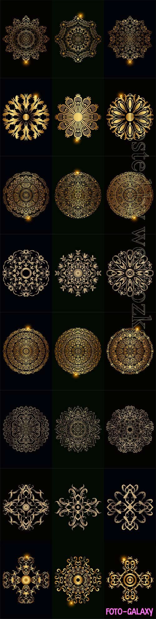 Collection of mandala ornament or flower vector
