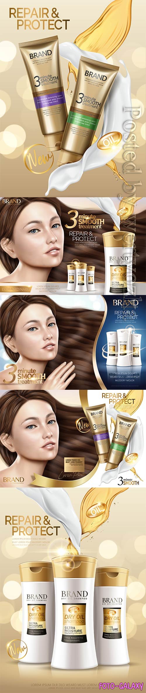 Glamour hair treatment vector ad