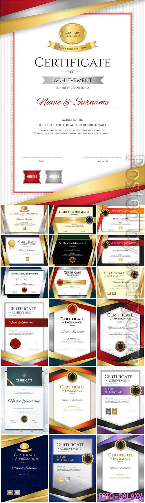 Certificates with golden lines in vector