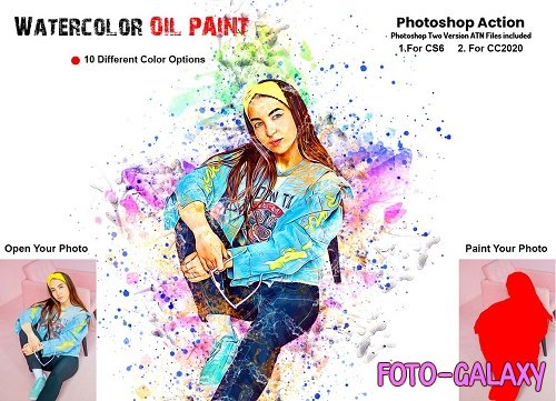 Watercolor Oil Paint PS Action - 6258660