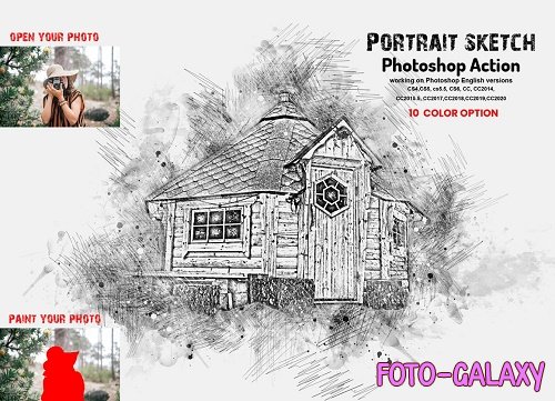Portrait Sketch Photoshop Action - 6301813