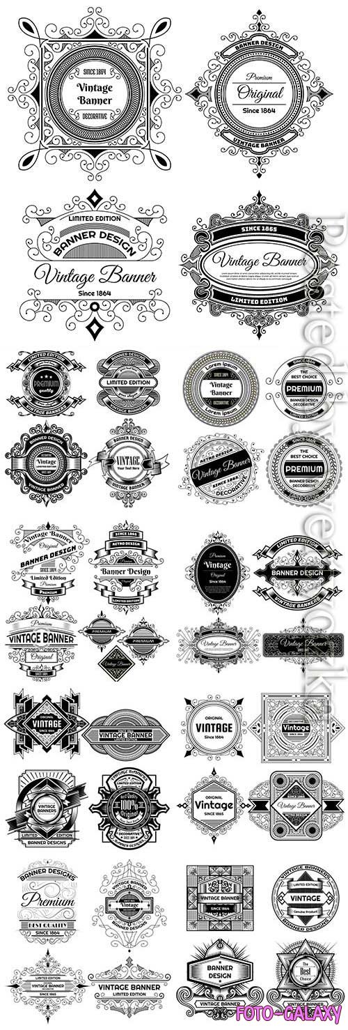 Retro labels on white background in vector