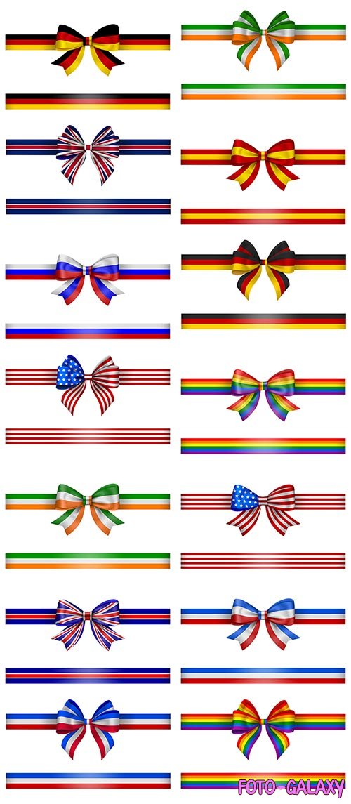 Банты и ленточки с символикой разных стран - Векторный клипарт