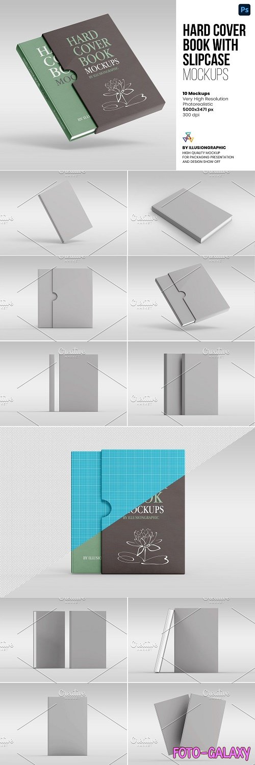 Hard Cover Book with Slipcase Mockup - 6375247