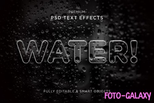 3d water style text effect template premium psd