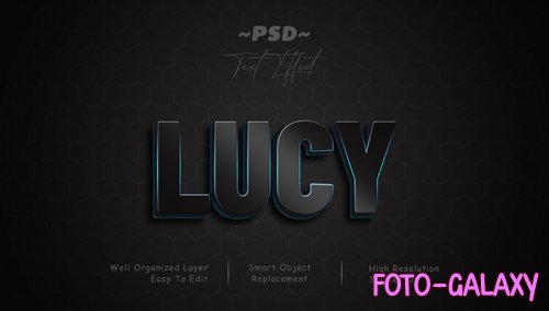 Lucy black and blue gradient shining stroke editable text effect Premium Psd