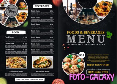Restaurant food beverages menu premium psd template