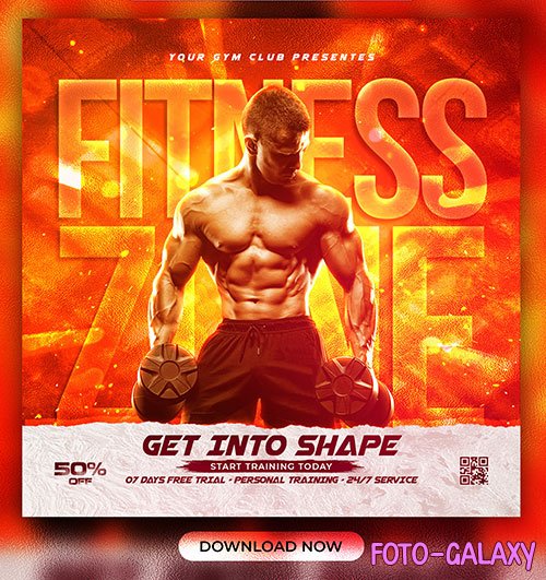Gym fitness banner template premium psd