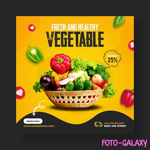 Healthy food and vegetable banner template premium psd
