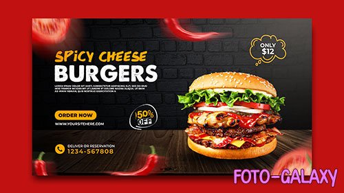 Fast food burger web banner psd template