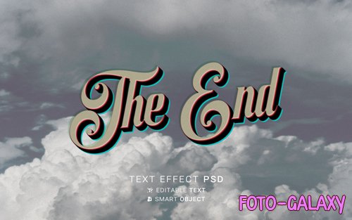 3d text effect the end old movie design