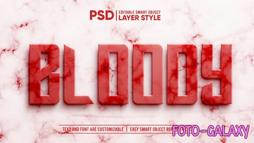 3d red blood marble granite realistic layer editable layer style smart object text effect Premium Psd