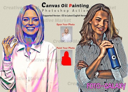 Canvas Oil Painting Photoshop Action - 6481461