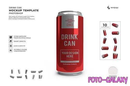 Drink Can Packaging 3D Mockup Template Bundle - 1579471