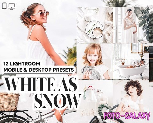 12 White As Snow Lightroom Presets, Bright Mobile Preset, Airy Desktop LR Filter