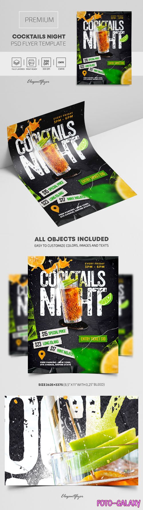 Cocktails Night Premium PSD Flyer Template