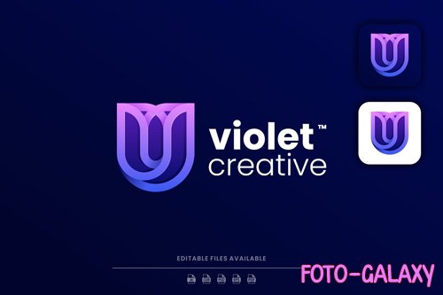 Violet Line Art Gradient Logo