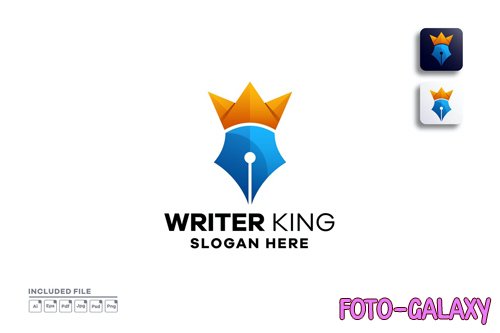 Pen king gradient logo template design 