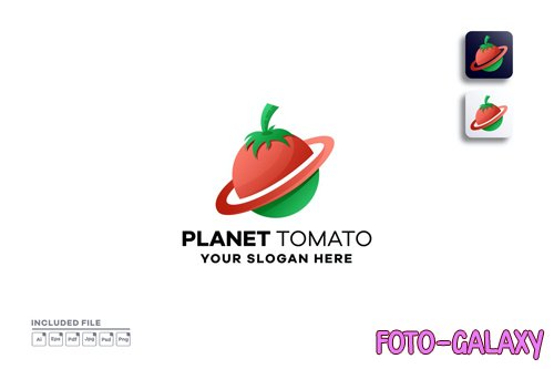 Planet tomato gradient logo design