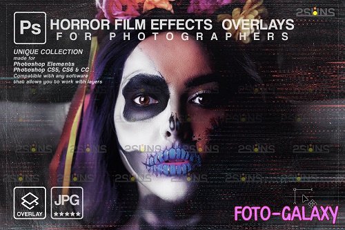 Horror effects, Film Grain Textures, Scratch Photo Overlays - 1583886