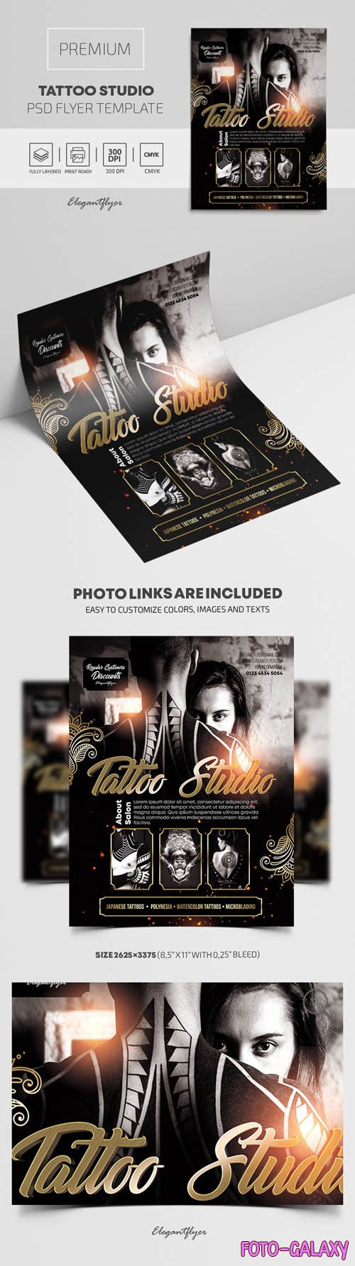 Tattoo Studio Premium PSD Flyer Template