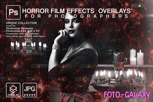 Horror effects, Film Grain Textures, Scratch Photo Overlays - 1447902