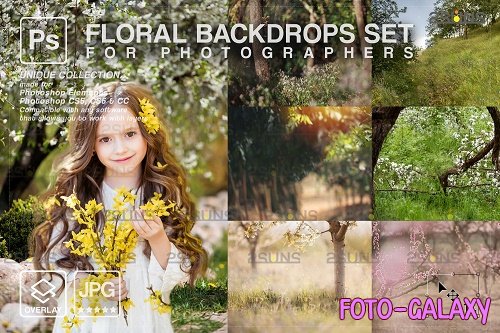 Blooming backdrop photoshop background floral portrait art V2 - 1447935