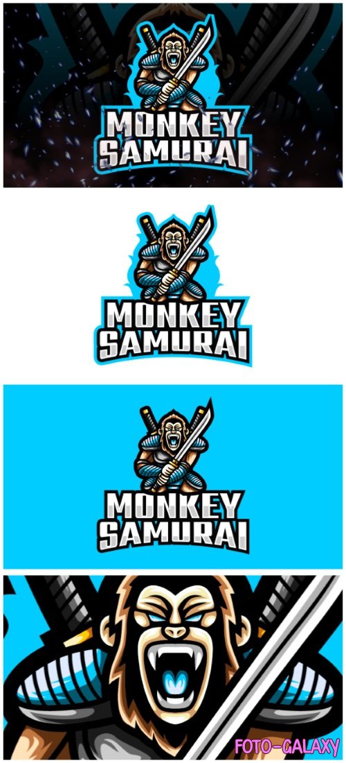 Monkey Samurai E-Sport and Sport Logo Template