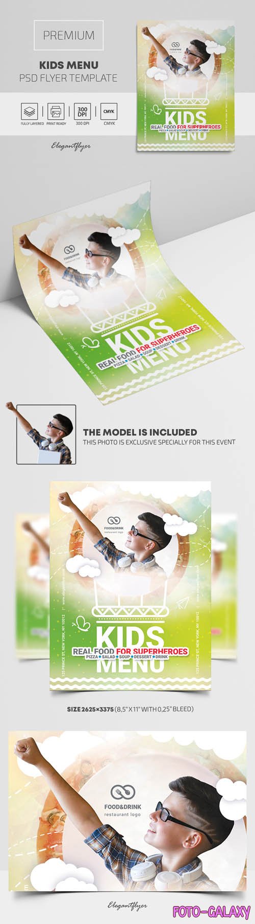 Kids Menu Delicious Healthy Premium PSD Flyer Template