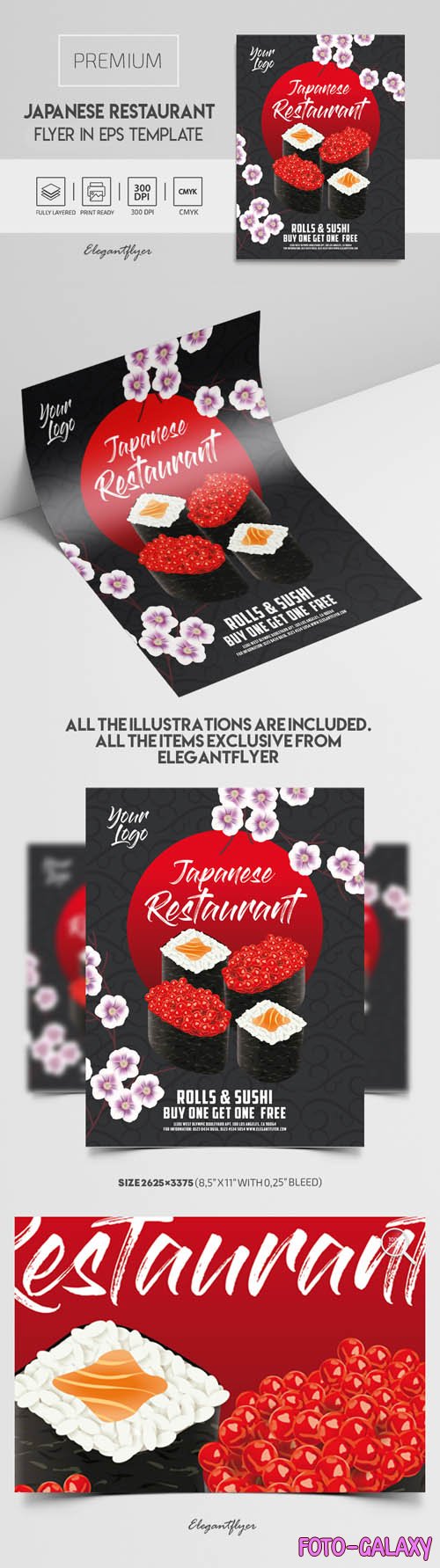 Japanese Restaurant Premium Vector Flyer EPS Template