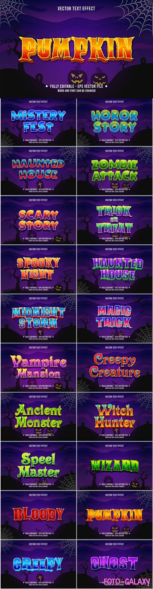 Editable text effect scary halloween event theme style for digital and print media template vector
