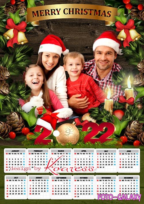 Новогодний, рождественский настенный календарь на 2022 год - Merry Christmas wall calendar 2022