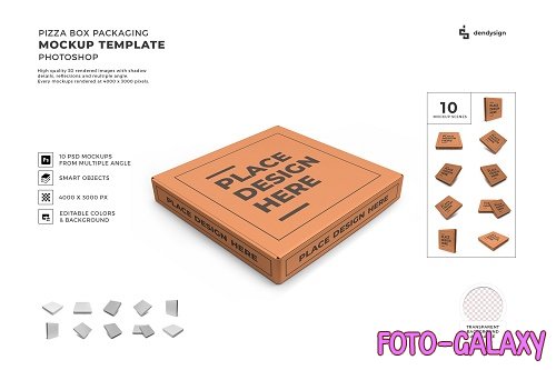 Pizza Box Packaging 3D Mockup Template Bundle - 1596414