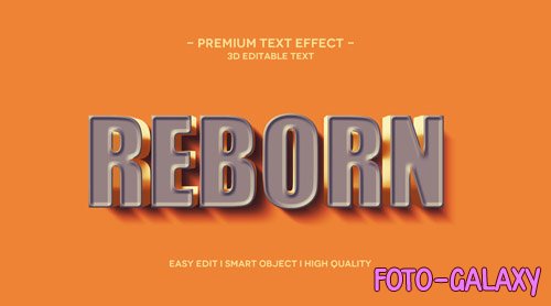 Reborn 3d text effect template Premium Psd