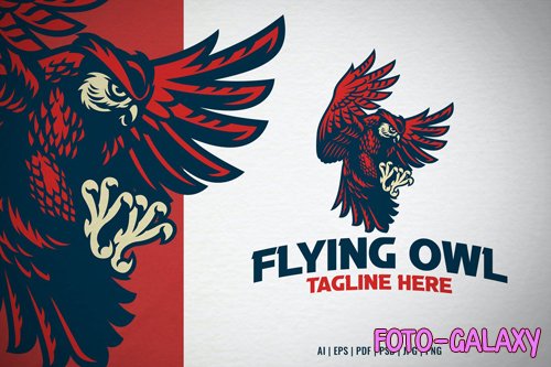 Flying Owl bird Logo Design