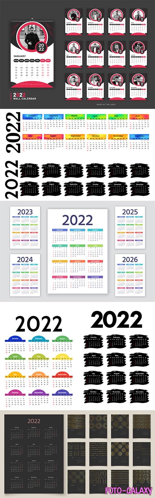 Calendar 2022 design template premium vector