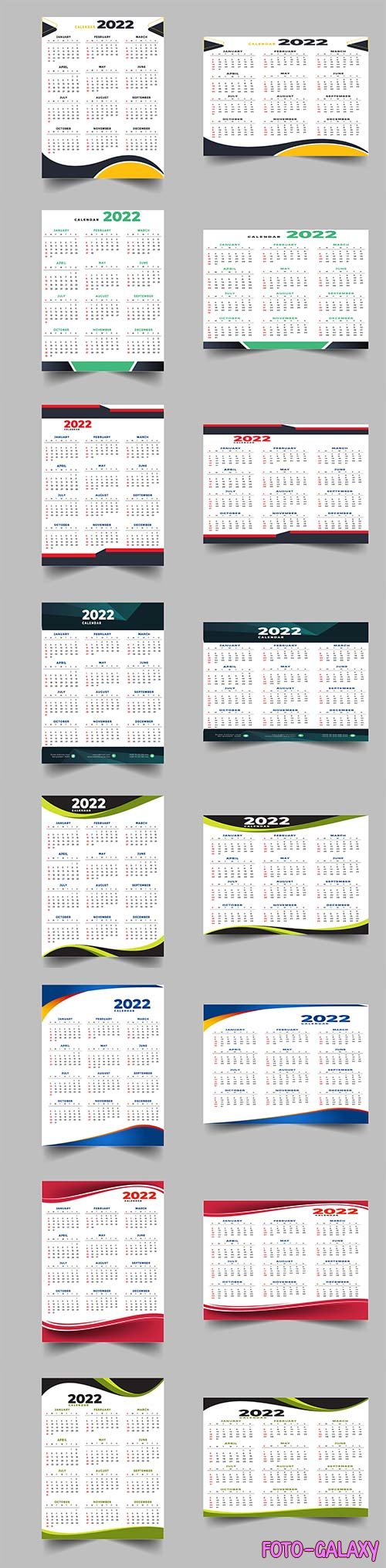 2022 calendar design template premium vector