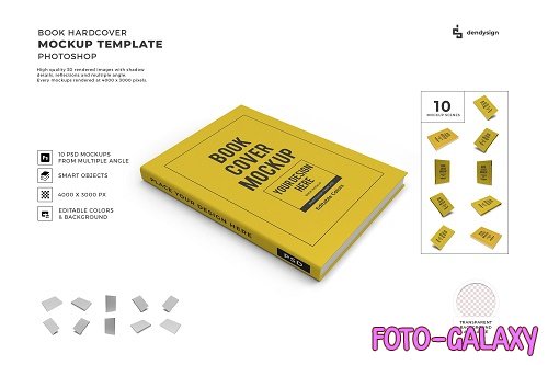 Book Hardcover 3D Mockup Template Bundle - 1617746