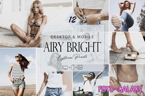 12 Airy Bright Lightroom Presets, Light Mobile Preset, Cloudy Desktop LR Filter 