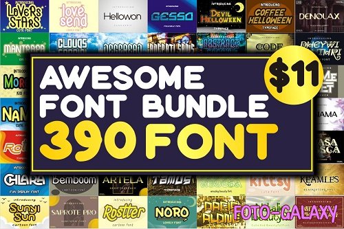 Awesome Font Bundle - 390 Premium Fonts