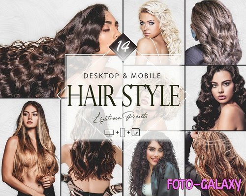 14 Hair Style Lightroom Presets, Beauty Woman Mobile Preset, Bright Hairstyle Desktop LR Filter