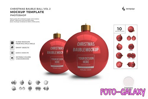 Christmas Bauble Ball 3D Mockup Template Bundle Vol 2 - 1627793