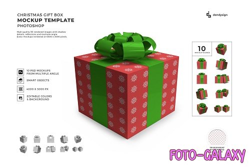 Christmas Gift Box 3D Mockup Template Bundle - 1627830