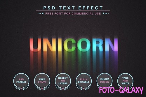 Unicorn Rainbow - PSD Editable Text - 6581113