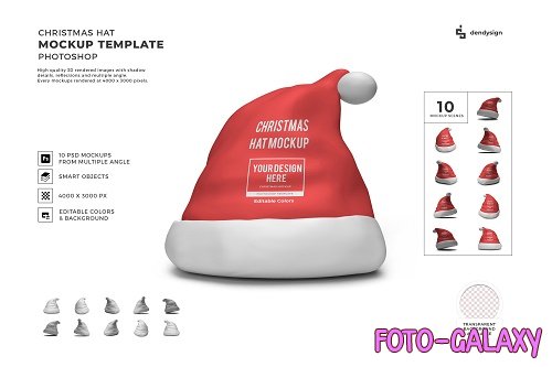 Christmas Hat 3D Mockup Template Bundle - 1634177