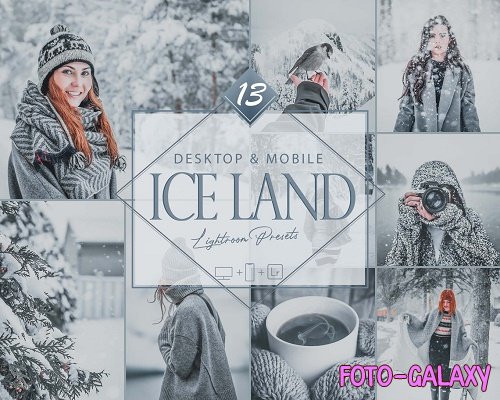 13 Ice Land Lightroom Presets, Winter Mobile Preset, White Desktop LR Filter 