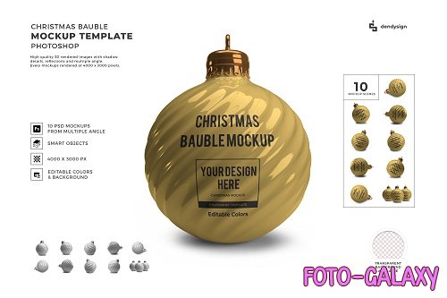 Christmas Bauble Ball 3D Mockup Template Bundle Vol 4 - 1636539