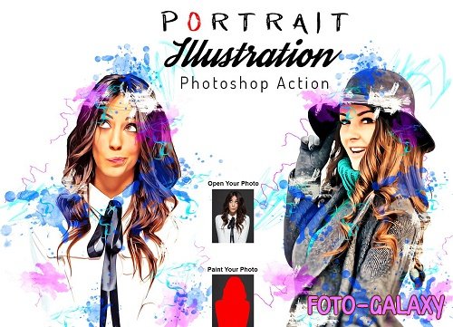Portrait Illustration PS Action - 6600046