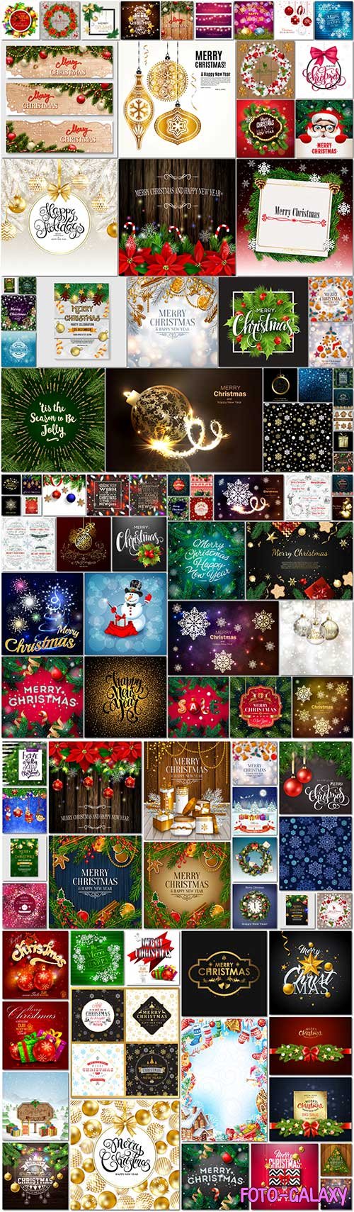 100 Bundle Christmas and New Year vector vol 1